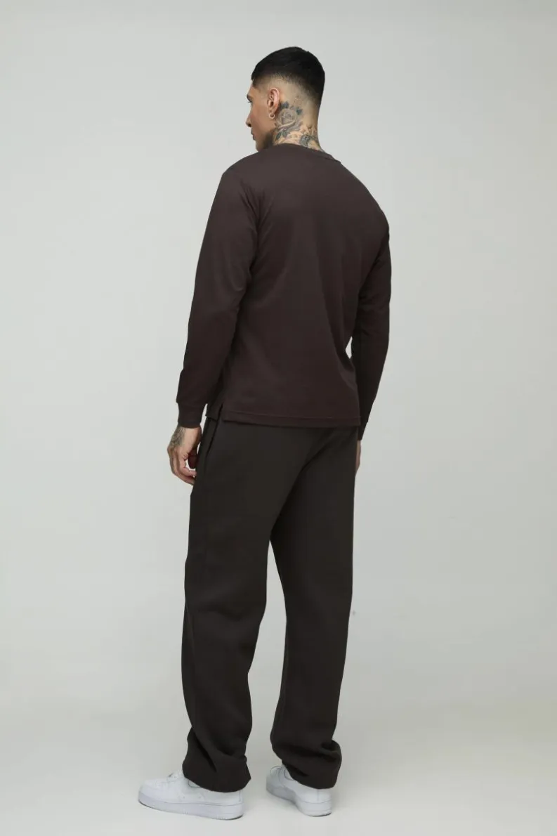 Store boohooMAN Tall 330GSM Basic Relaxed Fit Jogger chocolate