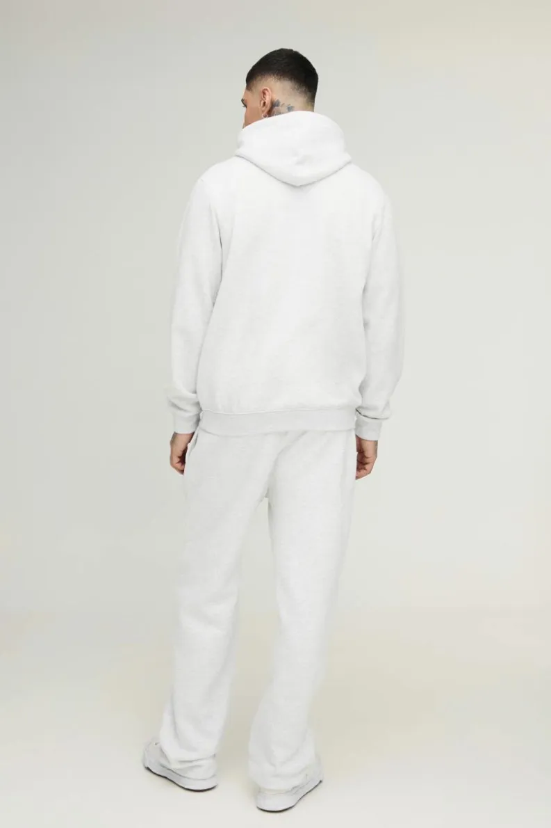 Shop boohooMAN Tall 330GSM Straight Leg Basic Jogger grey marl