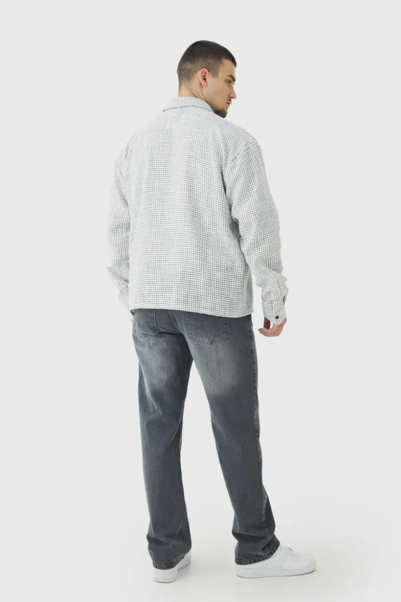 Hot boohooMAN Tall Heavy Weight Boucle Overshirt white