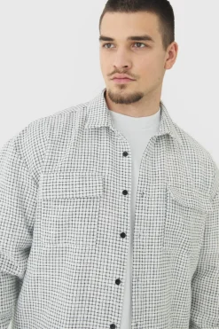 Hot boohooMAN Tall Heavy Weight Boucle Overshirt white
