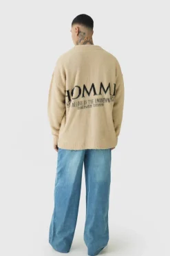 Best boohooMAN Tall Homme Fluffy Knit Cardigan ecru