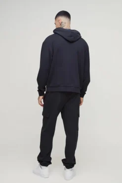 Best boohooMAN Tall Interlock Boxy Oversized Hoodie black