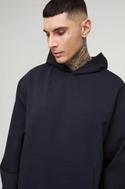 Best boohooMAN Tall Interlock Boxy Oversized Hoodie black