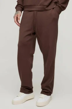 Clearance boohooMAN Tall Interlock Smart Tapered Joggers chocolate