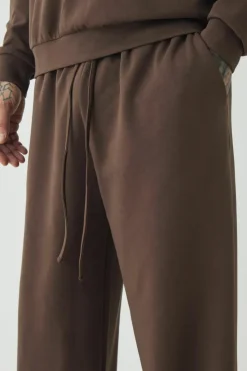 Cheap boohooMAN Tall Interlock Smart Wide Leg Trousers chocolate