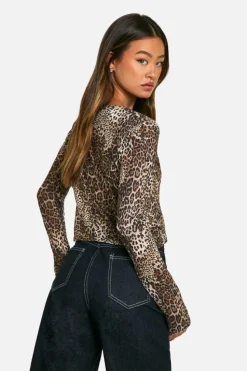Fashion boohoo Tall Leopard High Neck Cardigan natural
