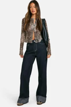 Fashion boohoo Tall Leopard High Neck Cardigan natural