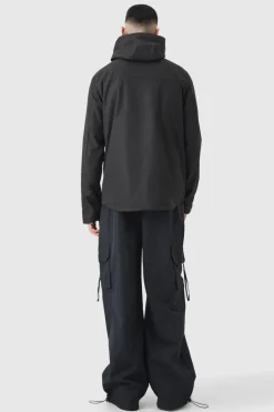 Discount boohooMAN Tall Lightweight Hooded Parka Jacket In black