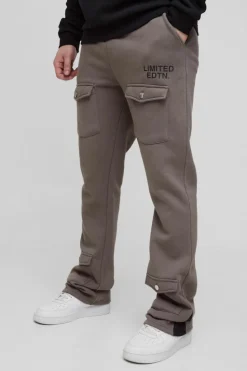 Clearance boohooMAN Tall Limited Slim Flare Cargo Gusset Jogger charcoal