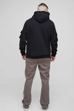 Clearance boohooMAN Tall Limited Slim Flare Cargo Gusset Jogger charcoal