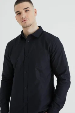 Best Sale boohooMAN Tall Long Sleeve Oxford Shirt black