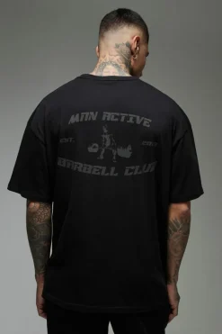 Hot boohooMAN Tall Man Active Barbell Club Oversized T-shirt black