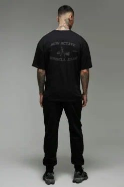 Hot boohooMAN Tall Man Active Barbell Club Oversized T-shirt black