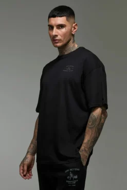 Hot boohooMAN Tall Man Active Barbell Club Oversized T-shirt black