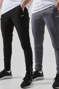 Online boohooMAN Tall Man Active Gym 2 Pack Lightweight Jogger black