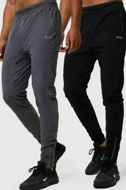 Best boohooMAN Tall Man Active Gym 2 Pack Lightweight Tapered Jogger black