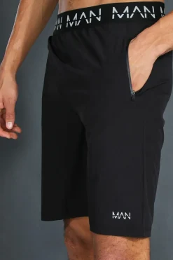 Best Sale boohooMAN Tall Man Active Gym Zip Pocket Regular Fit 9inch Shorts black