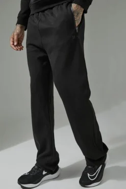 Cheap boohooMAN Tall Man Active Pro Fleece Relaxed Fit Adjustable Joggers black