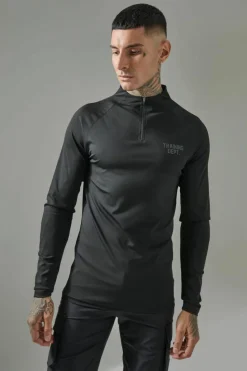 Outlet boohooMAN Tall Man Active Training Dept Muscle Fit 1/4 Zip black