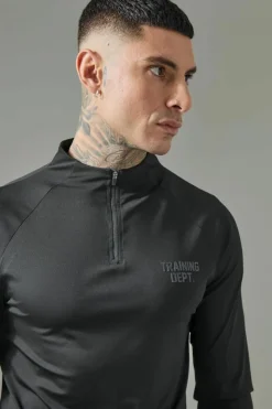 Outlet boohooMAN Tall Man Active Training Dept Muscle Fit 1/4 Zip black