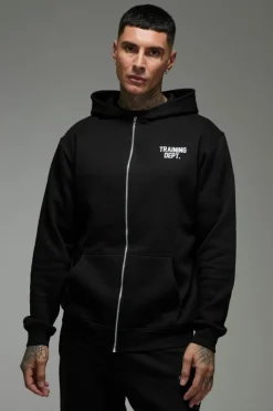 Fashion boohooMAN Tall Man Active Training Dept. Zip Through Hoodie black