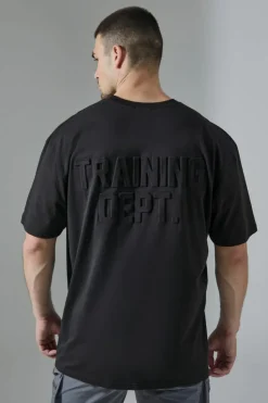 Cheap boohooMAN Tall Man Active Training Dept Embossed Oversized T-shirt black