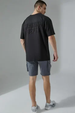 Cheap boohooMAN Tall Man Active Training Dept Embossed Oversized T-shirt black