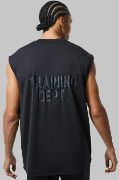 Outlet boohooMAN Tall Man Active Training Dept Oversized Tank black