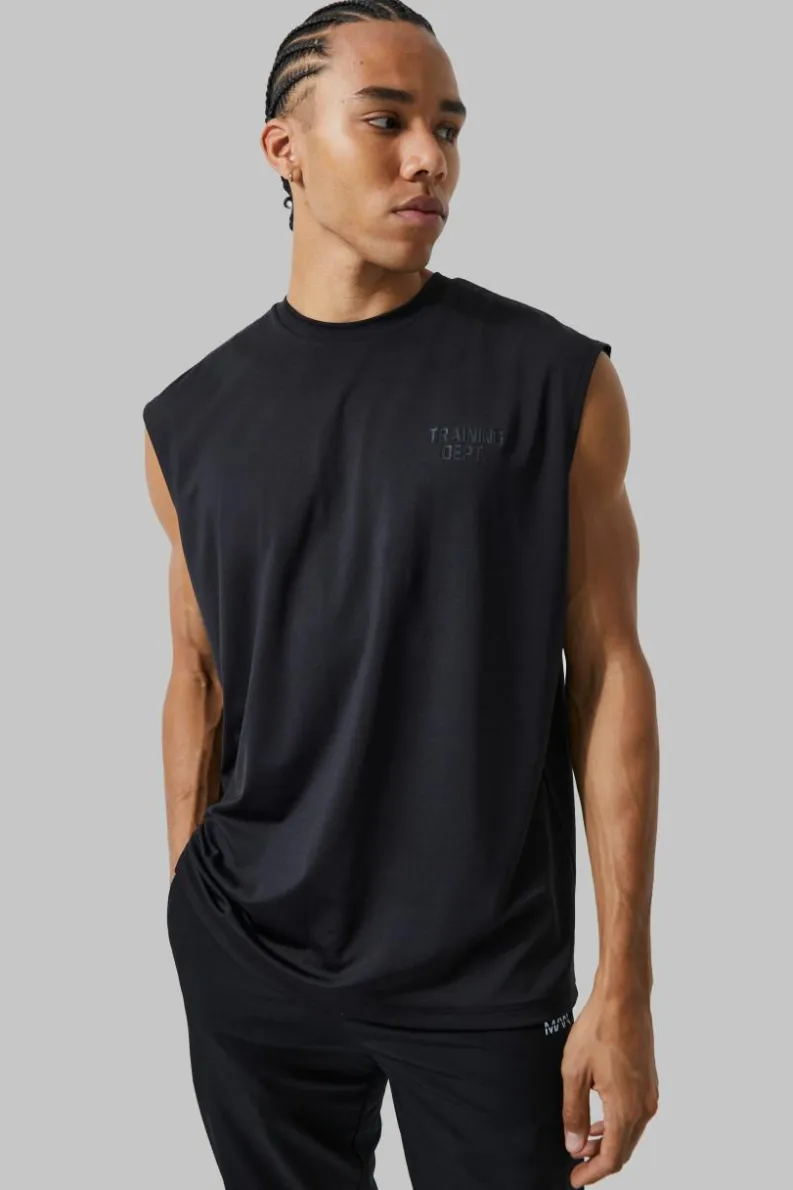 Outlet boohooMAN Tall Man Active Training Dept Oversized Tank black