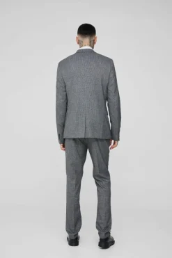 Outlet boohooMAN Tall Mini Dogtooth Single Breasted Slim Fit Suit Jacket grey