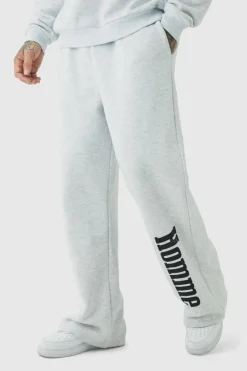 Hot boohooMAN Tall Motorsport Wide Leg Joggers grey marl