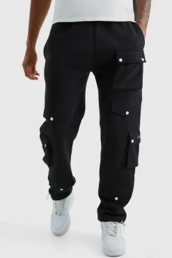 Shop boohooMAN Tall Multi Pocket Cargo Jogger With Cuff black