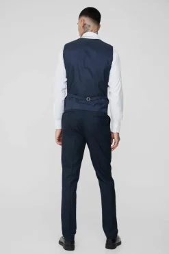 Cheap boohooMAN Tall Pinstripe Waistcoat navy