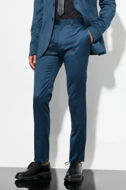 Best boohoo Tall Satin Skinny Fit Suit navy