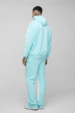 Hot boohooMAN Tall Official Embroidery Relaxed Flare Jogger light blue