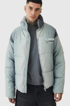 Best boohooMAN Tall Official Ombre Funnel Neck Puffer Jacket In grey