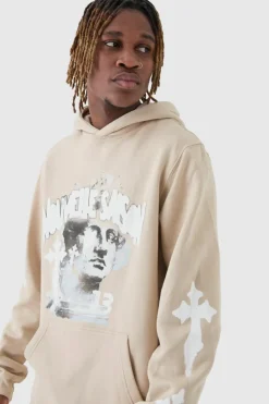 Best boohooMAN Tall Overdyed Gothic Renaissance Oversized Tracksuit sand