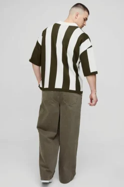 Outlet boohooMAN Tall Oversized Boxy Football Knitted Polo green