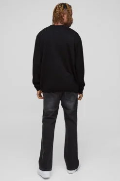 Cheap boohooMAN Tall Oversized Boxy Heart Jumper black