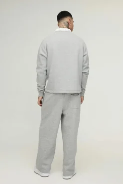 Cheap boohooMAN Tall Oversized Boxy Polo Sweatshirt in grey