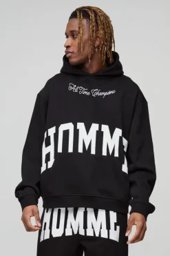 Clearance boohooMAN Tall Oversized Boxy Split Hem Homme Tracksuit black