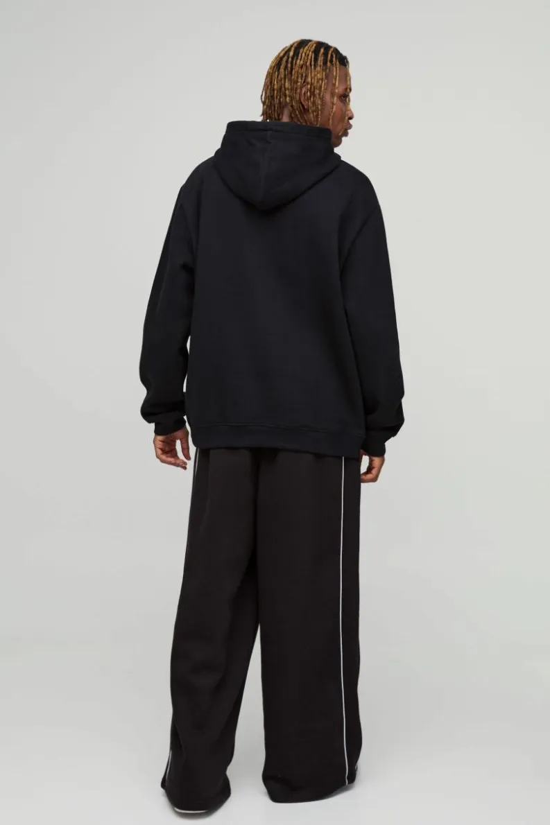 Best boohooMAN Tall Oversized Cold Hearted Puff Print Hoodie black