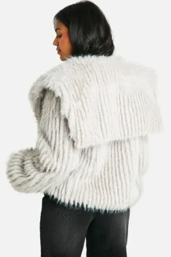 Best Sale boohoo Tall Oversized Collared Faux Fur Jacket grey