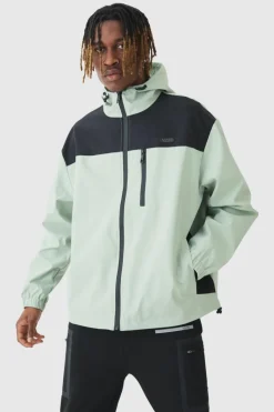 Flash Sale boohooMAN Tall Oversized Colour Block Hooded Windbreaker In sage