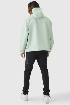 Flash Sale boohooMAN Tall Oversized Colour Block Hooded Windbreaker In sage