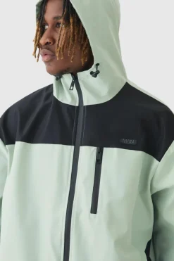 Flash Sale boohooMAN Tall Oversized Colour Block Hooded Windbreaker In sage