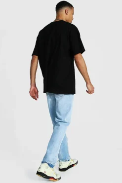 Clearance boohooMAN Tall Oversized Drip Face T-shirt black