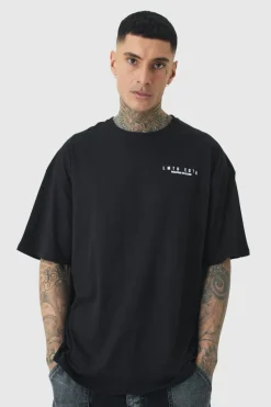 Outlet boohooMAN Tall Oversized Floral Back Graphic T-shirt black