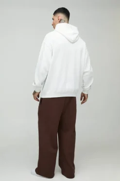 Discount boohooMAN Tall Oversized Floral Embroidered Hoodie white