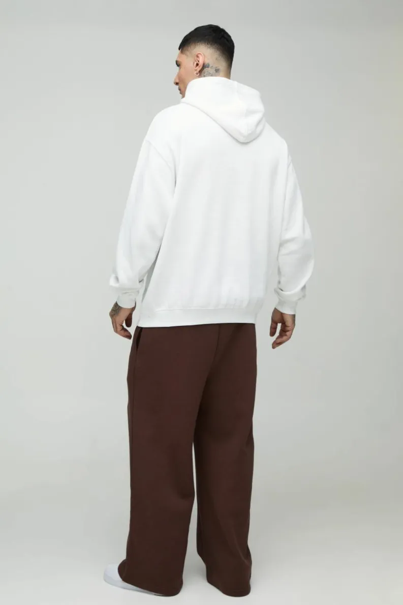 Discount boohooMAN Tall Oversized Floral Embroidered Hoodie white